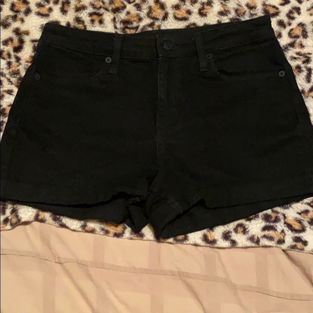 Black high rise jean short